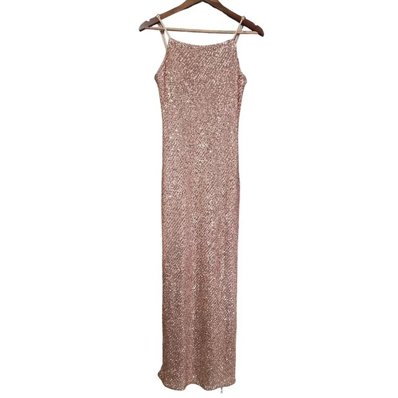 Shona Joy Soiree Bias Cowl Maxi Dress Rose Gold Size 6 - Picture 5 of 11